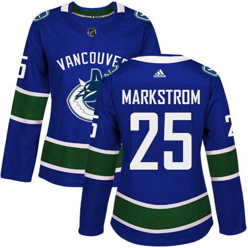 Adidas Vancouve Canucks #25 Jacob Markstrom Blue Home Authentic Women Stitched NHL Jersey
